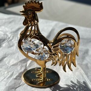 Crystal Temptations 24K Gold plated Rooster Sculpture with Crystal Details